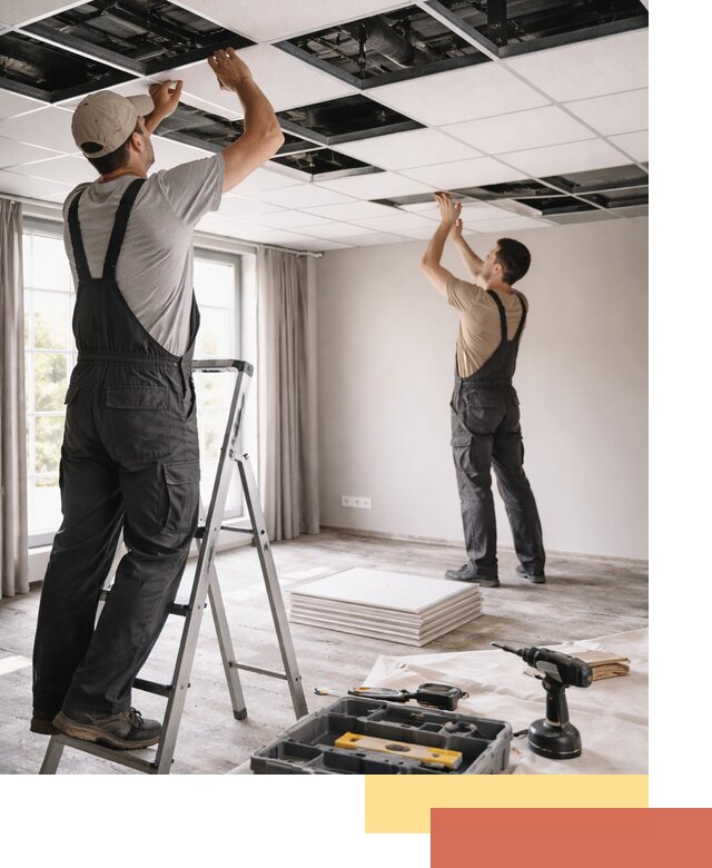 Замена плит подвесного потолка в Тюмени быстро и качественно