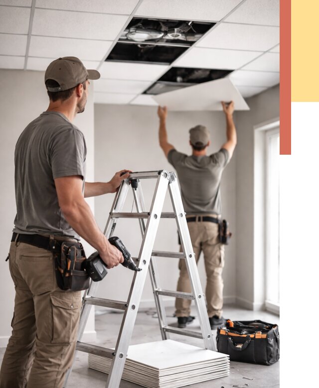 Обслуживание подвесного потолка в Тюмени от 3572 руб. — быстро и недорого | ОТДЕЛОЧНИК-Тюм