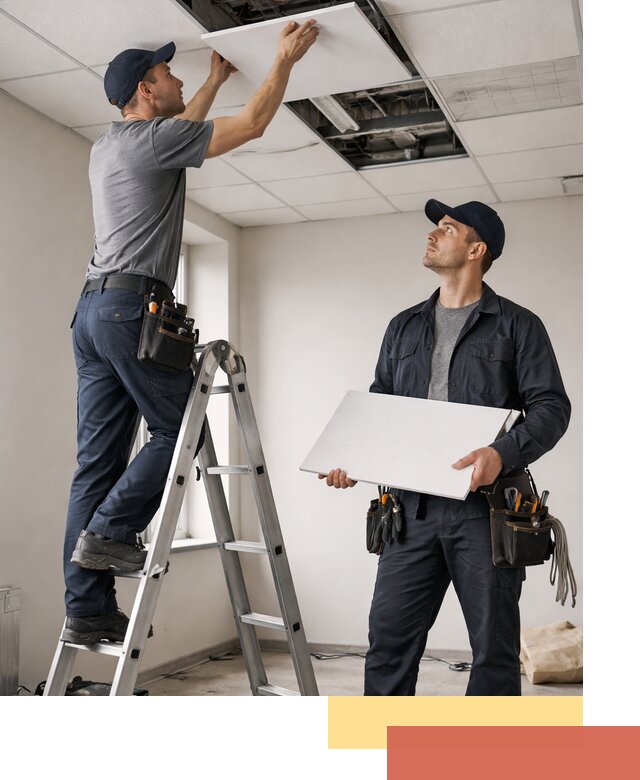 Обслуживание подвесного потолка в Тюмени — ремонт и чистка