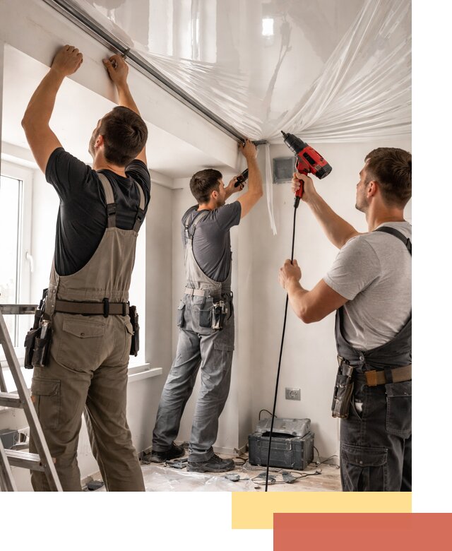 Монтаж глянцевого натяжного потолка в Тюмени быстро и качественно