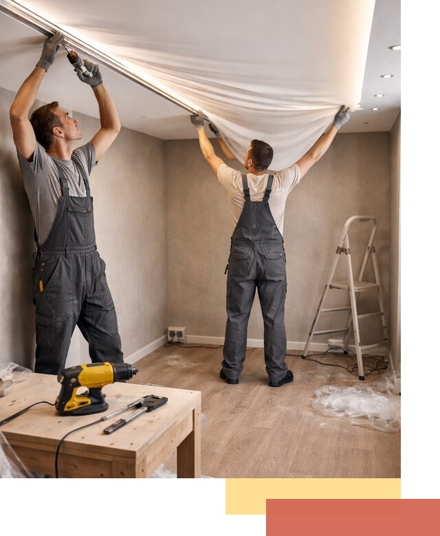 Монтаж натяжного потолка с подсветкой в Тюмени цена и сроки