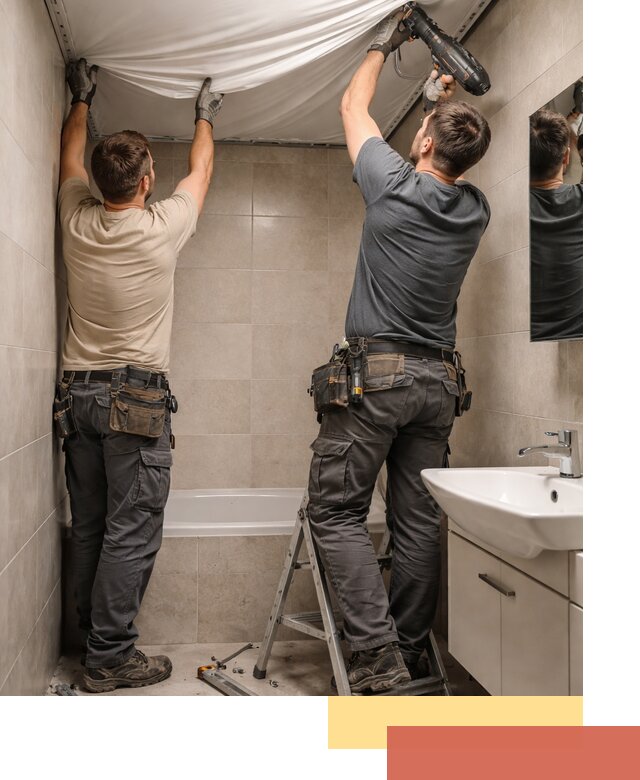 Монтаж натяжного потолка в ванной в Тюмени быстро и качественно