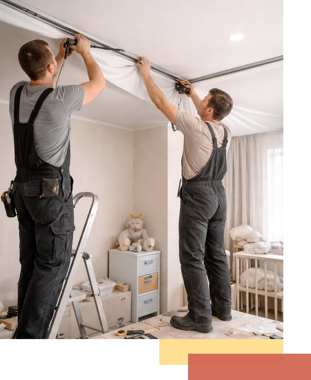 Монтаж натяжного потолка в детской комнате в Тюмени