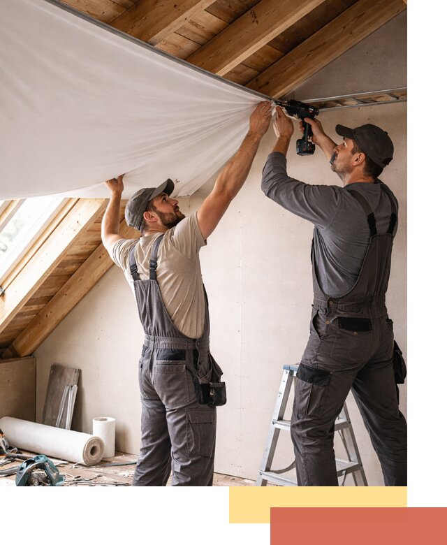 Монтаж натяжного потолка в мансарде в Тюмени