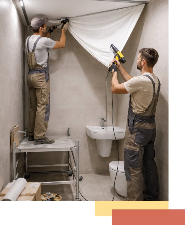 Монтаж натяжного потолка в санузле в Тюмени