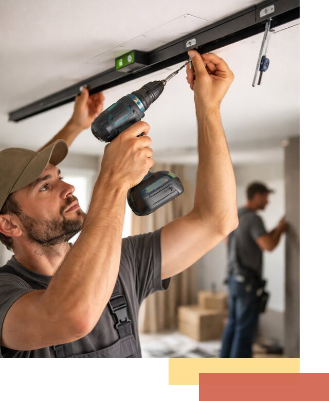 Установка трековых светильников в натяжной потолок в Тюмени