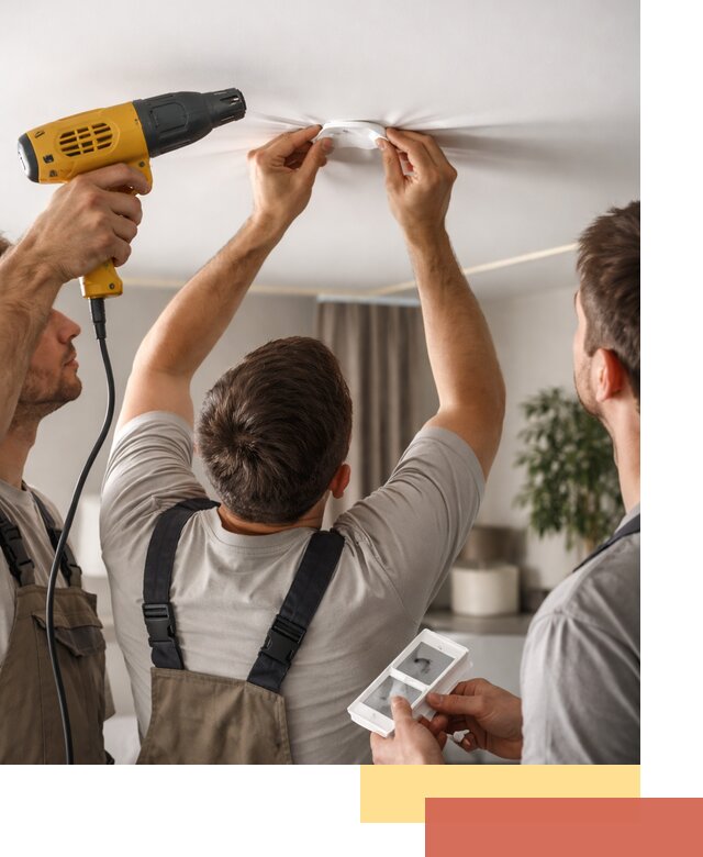 Ремонт прокола полотна натяжного потолка в Тюмени