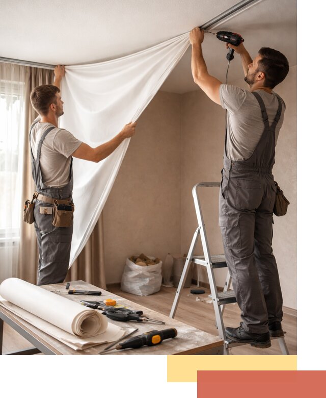 Замена полотна натяжного потолка в Тюмени быстро и качественно