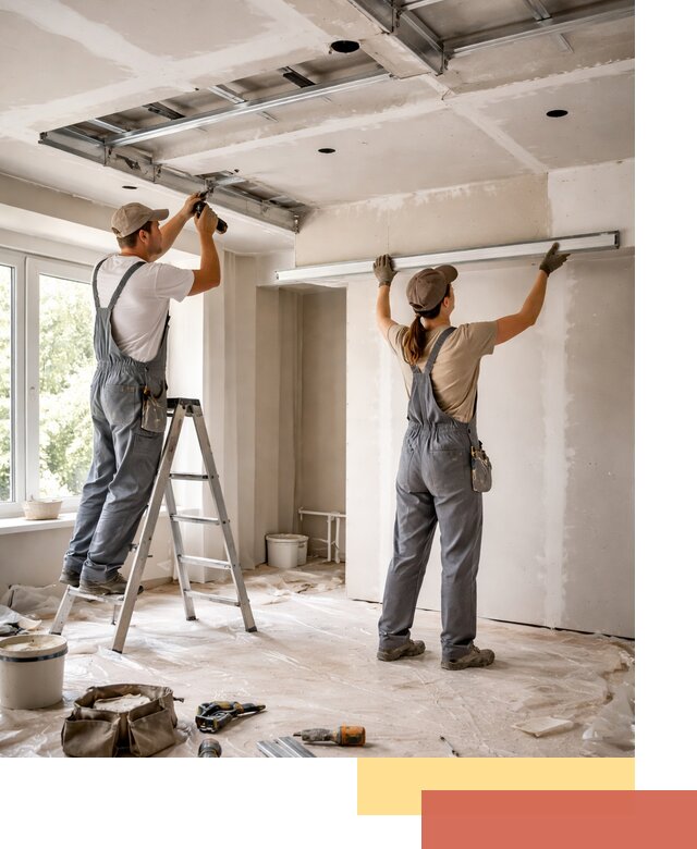 Монтаж многоуровневого потолка из гипсокартона в Тюмени