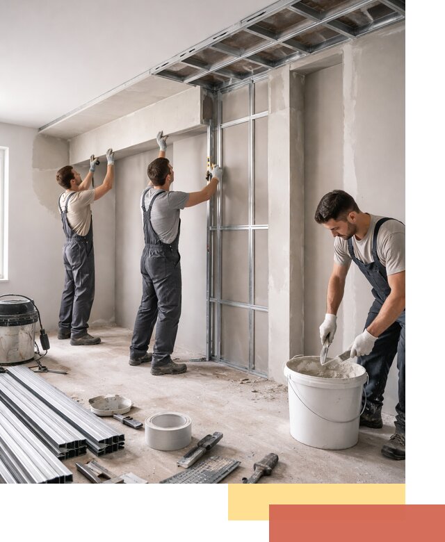 Монтаж потолка из гипсокартона с нишей в Тюмени