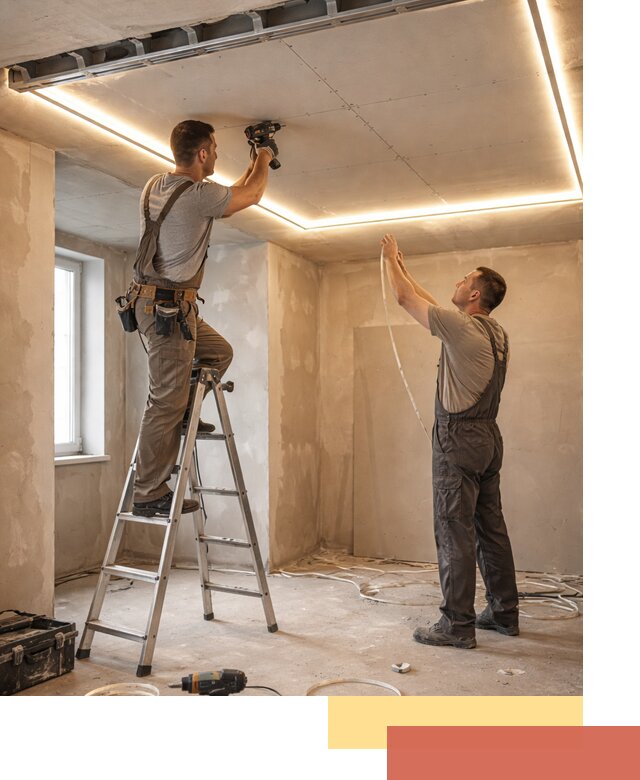 Потолок из гипсокартона с подсветкой в Тюмени