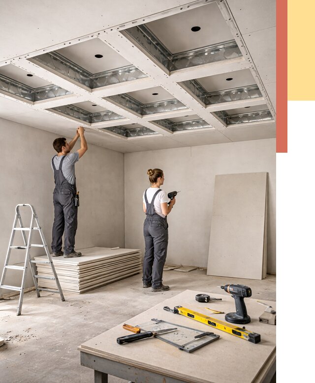 Кессонный потолок из гипсокартона в Тюмени от 1888 руб. — монтаж и под ключ | ОТДЕЛОЧНИК-Тюм