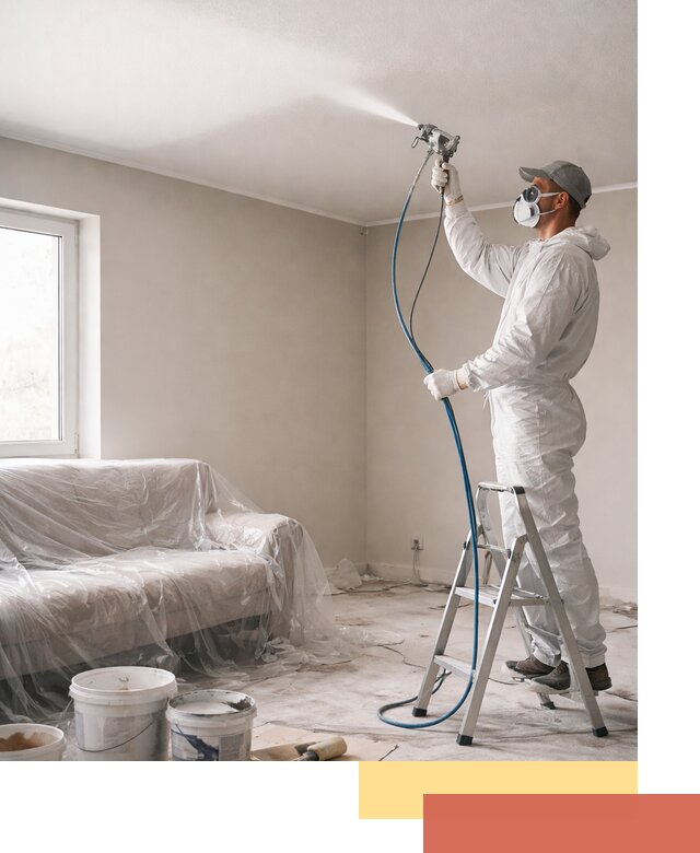 Покраска потолка краскопультом в Тюмени быстро и качественно