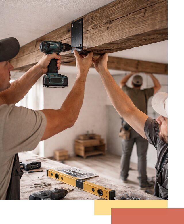 Монтаж декоративных потолочных балок в Тюмени